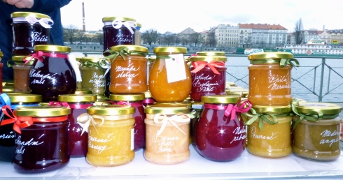 Brightly coloured cottage industry preserves.