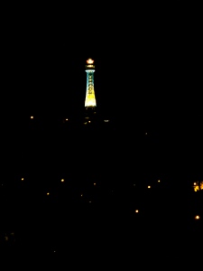 The observation Tower by night.