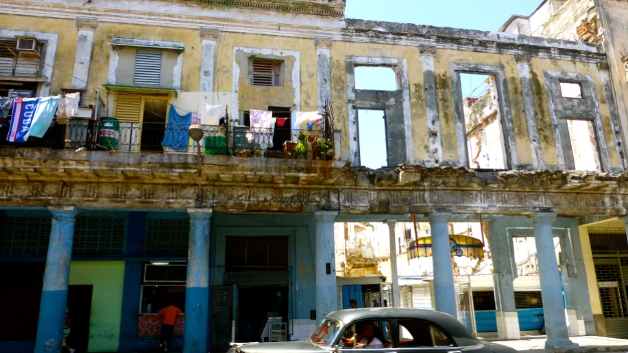 Havana's crumbling homes; still, almost bizarrely occupied - life goes on!